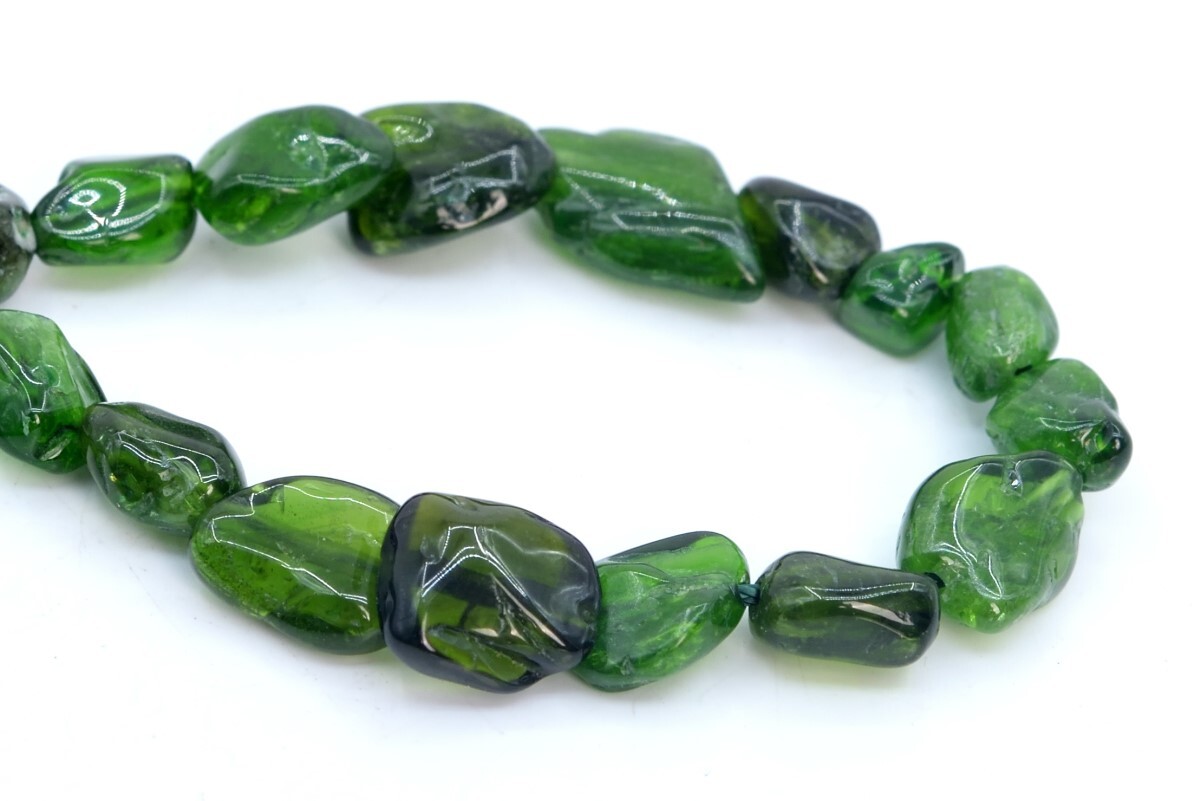 6-8MM Genuine Natural Green Chrome Diopside Pebble Nugget Grade AAA Loose Beads