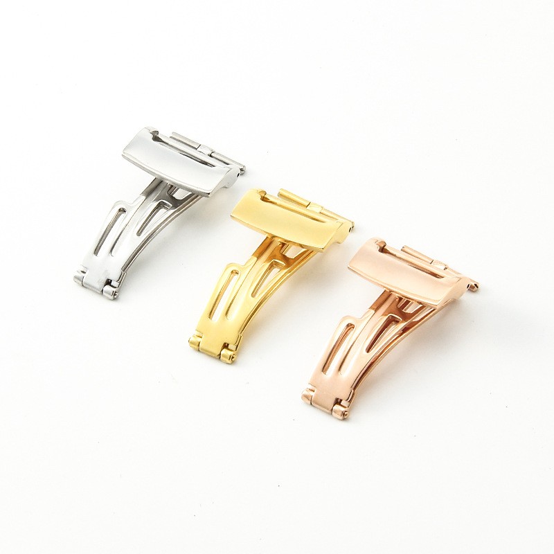 High End Stainless Steel Folding Clasp leather Strap Butterfly Buckle 18mm