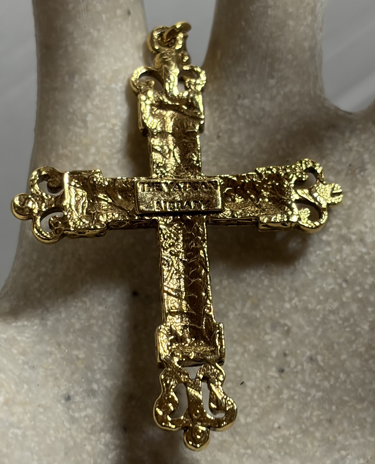 The Vatican Library Collection Cross Chain Necklace Goldtone Cubic Zirconia