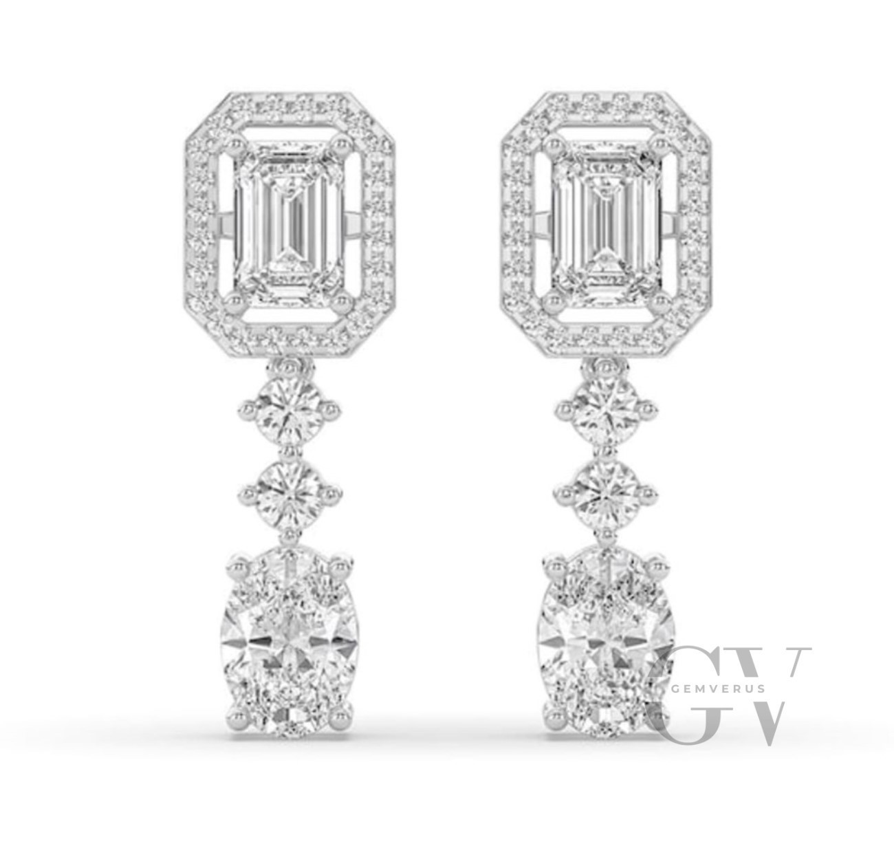 Moissanite Drop/Dangle Earrings 4.50 Carat Oval Cut F/ VVS1 Solid 14K White Gold
