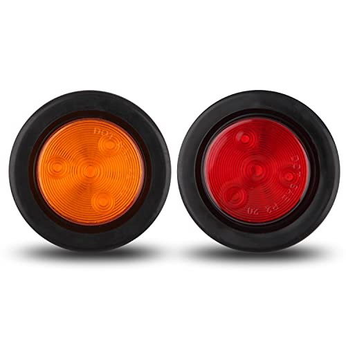Partswcgg 2″ Inch Round Led Trailer Marker Lights 4 LED, 10 Red + 10 Amber 2″