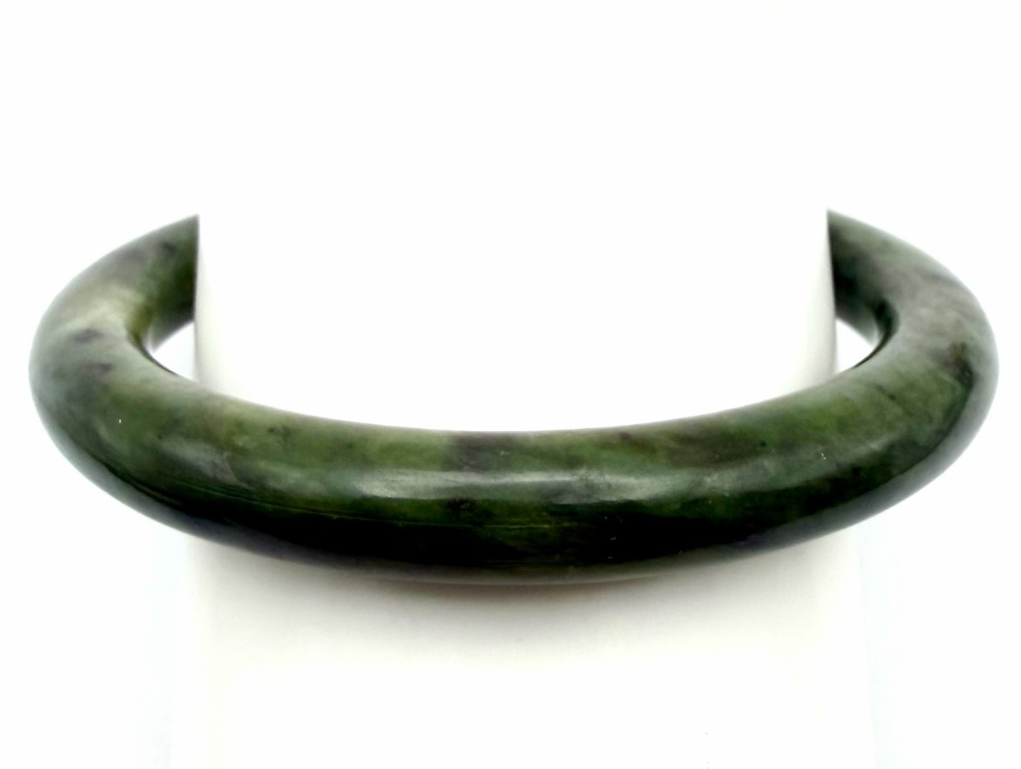 Vintage Natural Jade Bangle Bracelet Dark Green Presidium Tested 49g Size 7.25