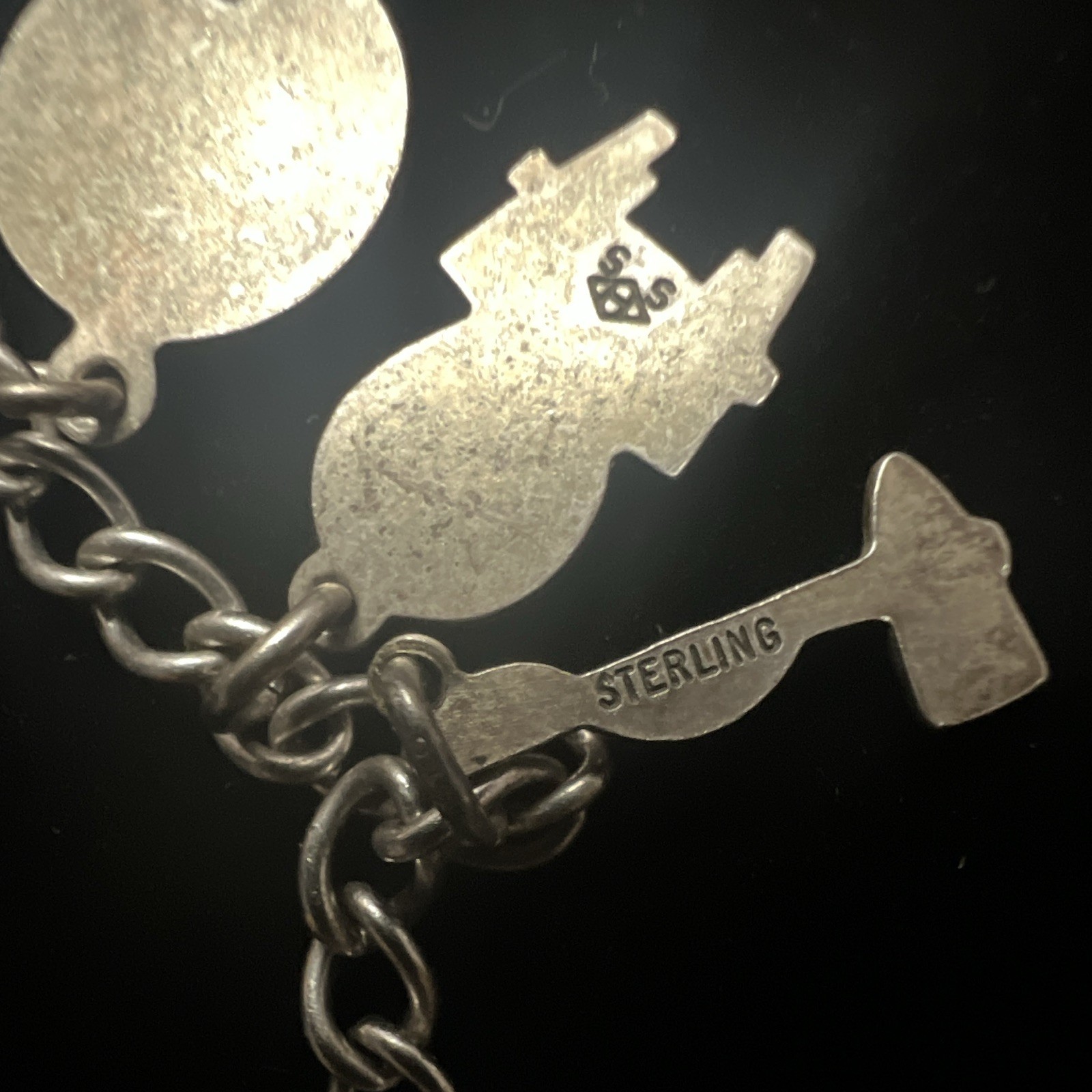 Vintage 1970s Haltom Sterling Silver 925 Texas Charm Bracelet Retired Signed