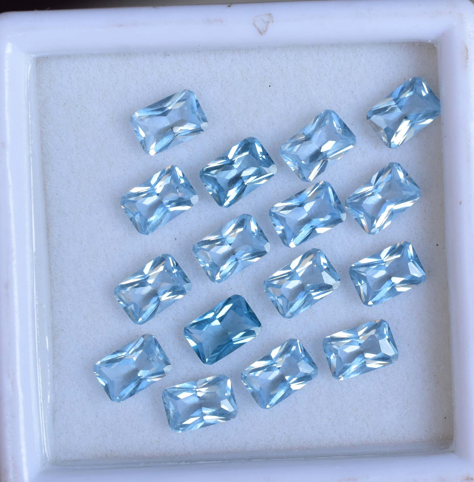 16 Pcs Natural Blue Aquamarine 5 x 5 mm AAA+ Square Certified Loose Gemstone
