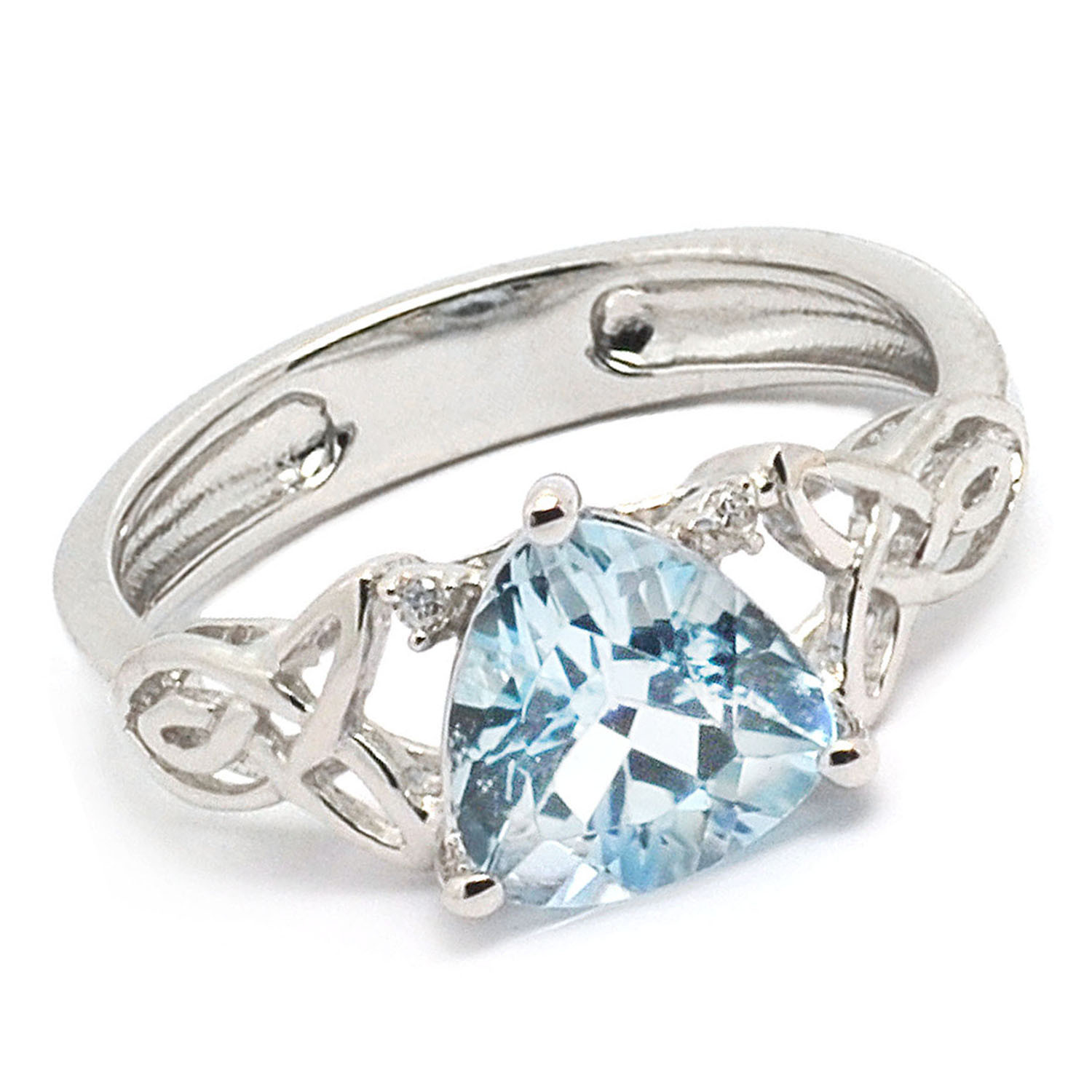 De Buman Sterling Silver 2.16ctw Triangle Sky Blue Topaz Elegant Ring, Size 7