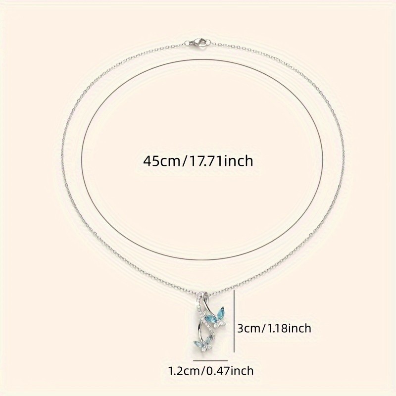 Butterfly Pendant Necklace for Women Inlaid CZ Fashion Jewelry Daily Wear Gift