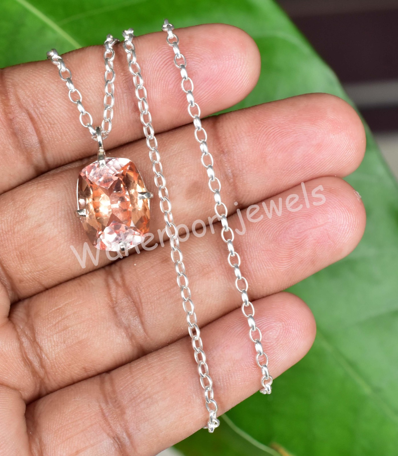 Rare 12 Ct Natural Imperial Topaz Cushion 925 Sterling Silver Pendant Certified