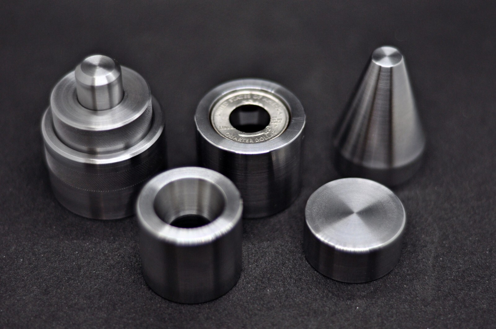 Tool Set COIN RING 1/2″ self-centering puncher, 17 degree dies and cone, anvil