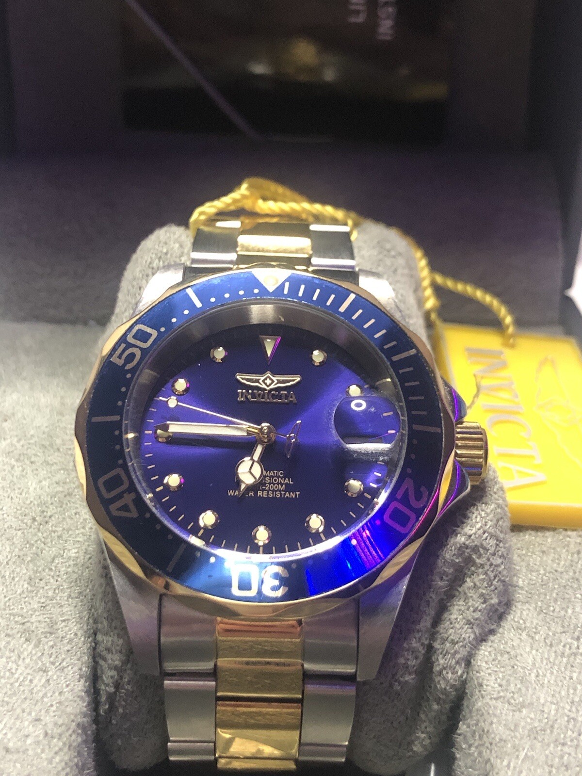 Invicta Pro Diver 26972 Blue Dial Two Tone Stainless Steel Wrist Watch for Men