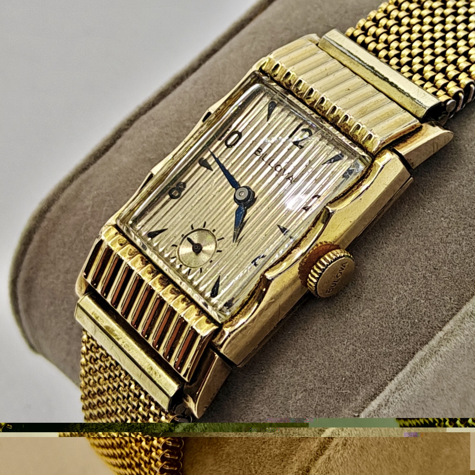 Vintage 1950 Bulova Academy Award T Men’s Watch 10K GF Curtain Dial 21J