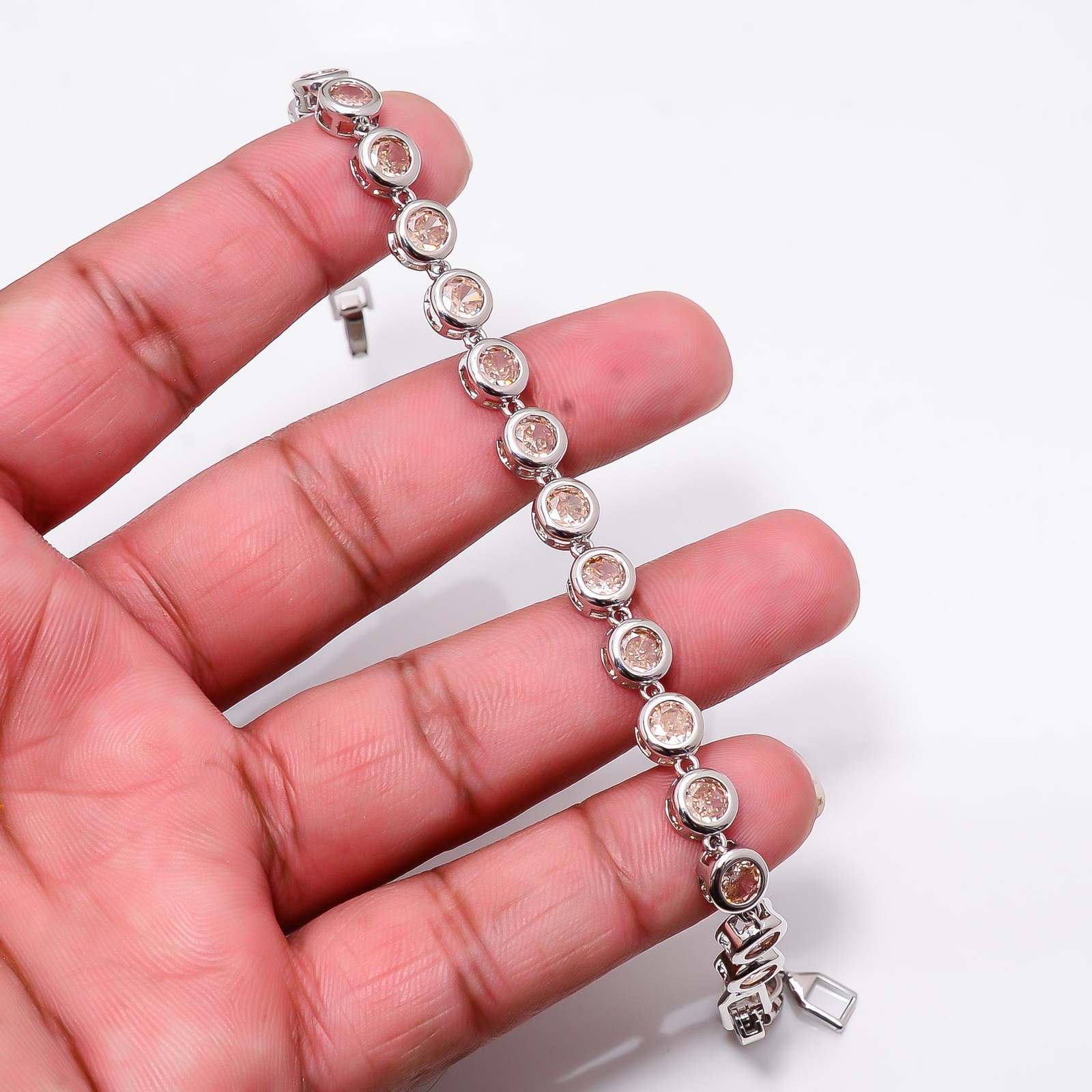 Morganite 925 Sterling Silver Adjustable Bracelet 7-8″ B126910, Gift for her