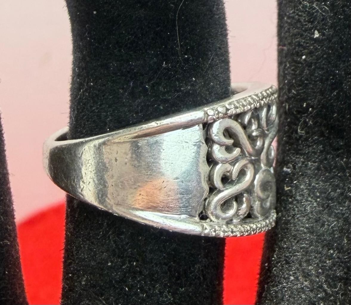 Jane Seymour Sterling 925 Silver Open Hearts Diamond Ring Sz 6.75
