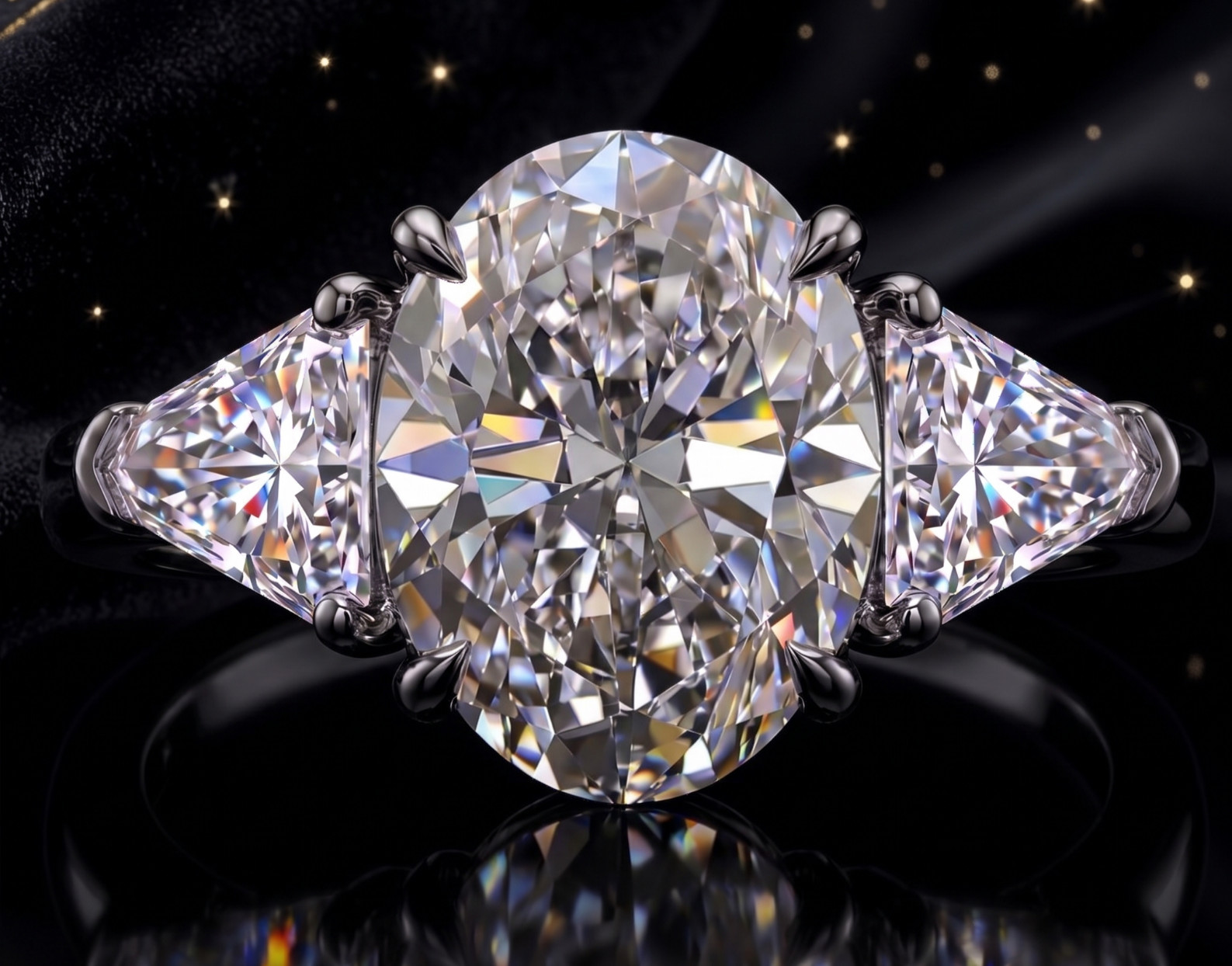 RARE 5.00 Ct Certified Oval Shape Natural White Diamond Ring White Gold Finish