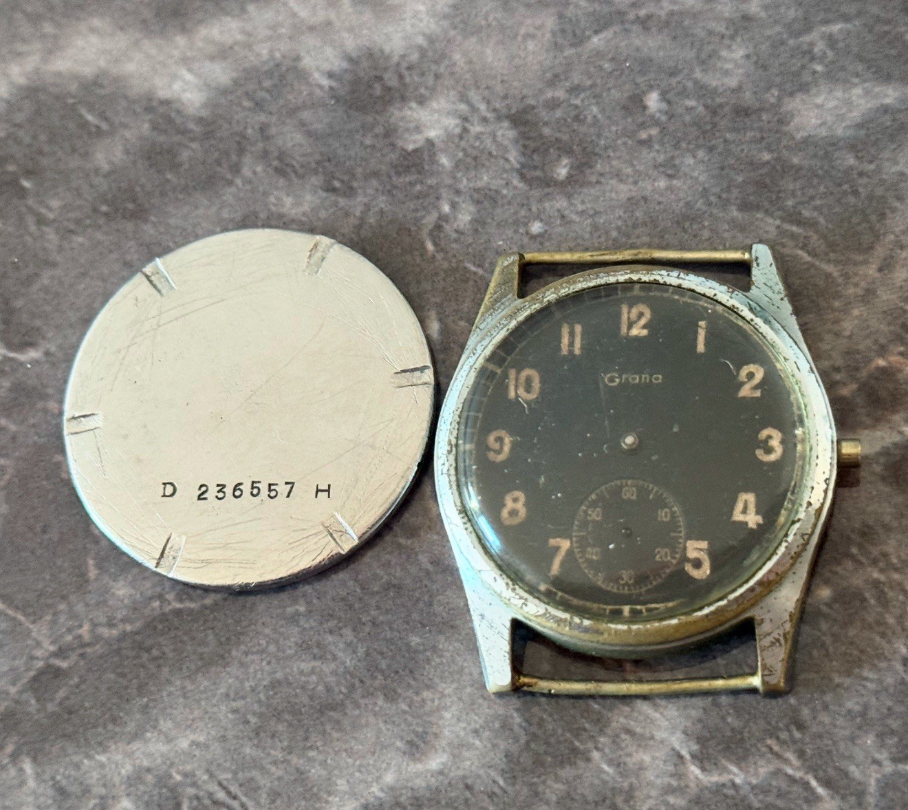Vintage EARLY Grana DH Wehrmacht Military Watch WWII 1940s Rare KF 321 Movement