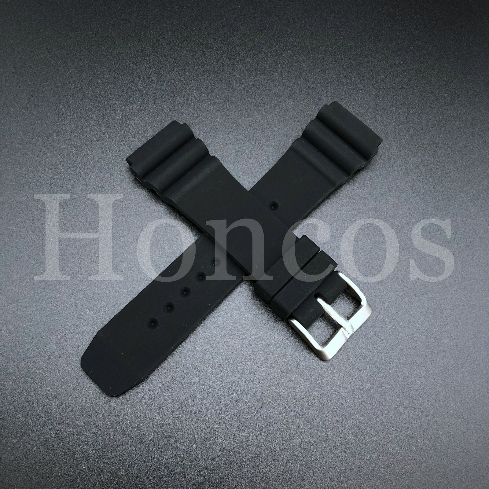 4F24ZZ 22mm Black Rubber Band + Pins | SKX Pro Diver Watch Strap Fits For Seiko