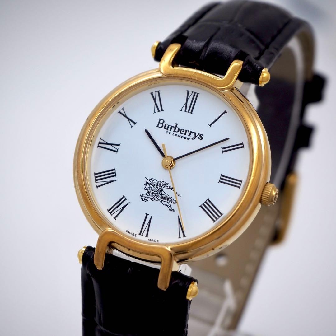Burberry 3200 Men’s Quartz Watch Gold White Roman Dial Japan 0714639