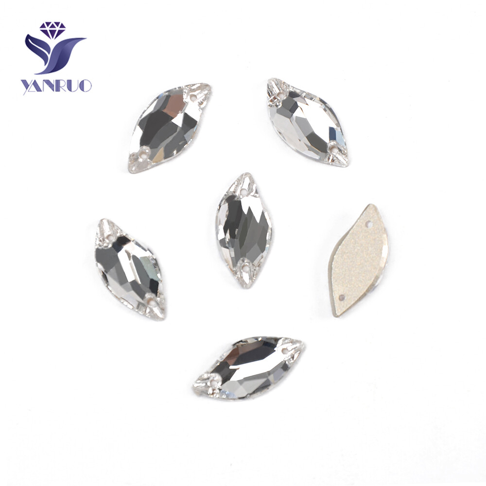 All Shapes Clear YANRUO Flatback Strass Sew on Crystal Rhinestones for Garment