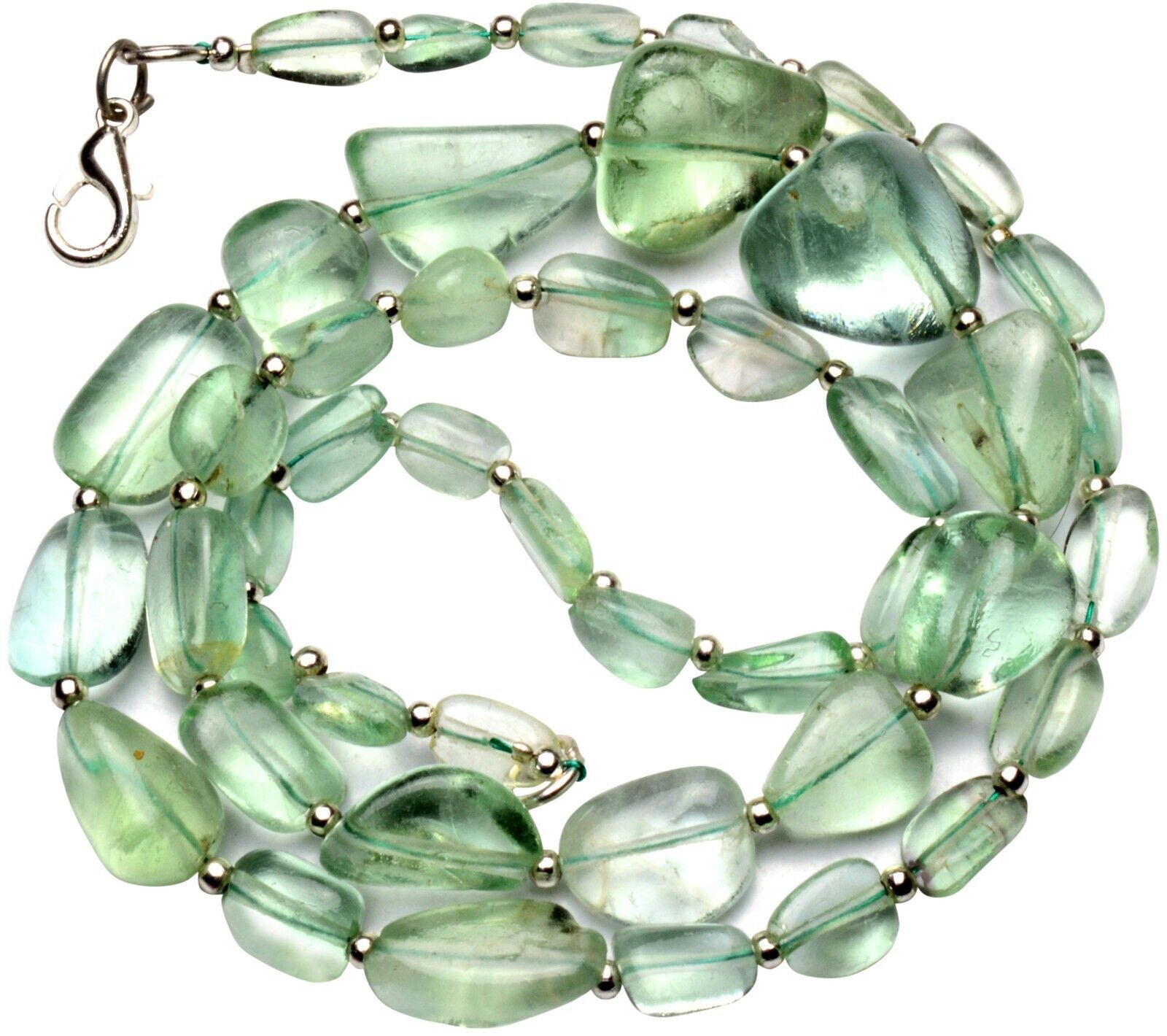 Emerald Green Fluorite Gem Beads 19″ Necklace 7 to 13 mm Size Beads