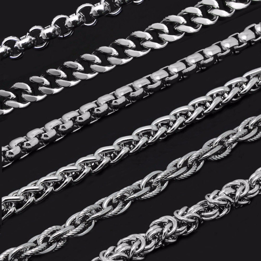 2-9mm Men Womens 316L Stainless Steel Silver Twist Curb Link Chain Necklace