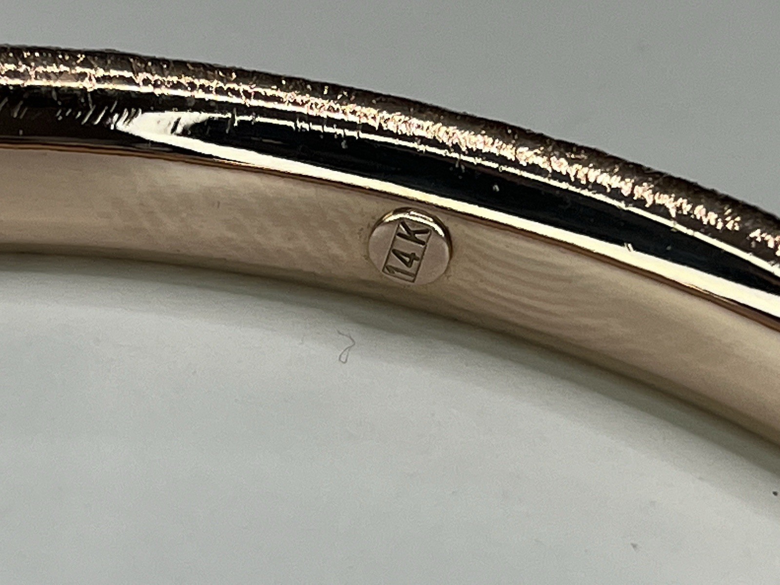One Milor Italy 14K Rose Gold Over Resin Textured Bangle Bracelet 8”