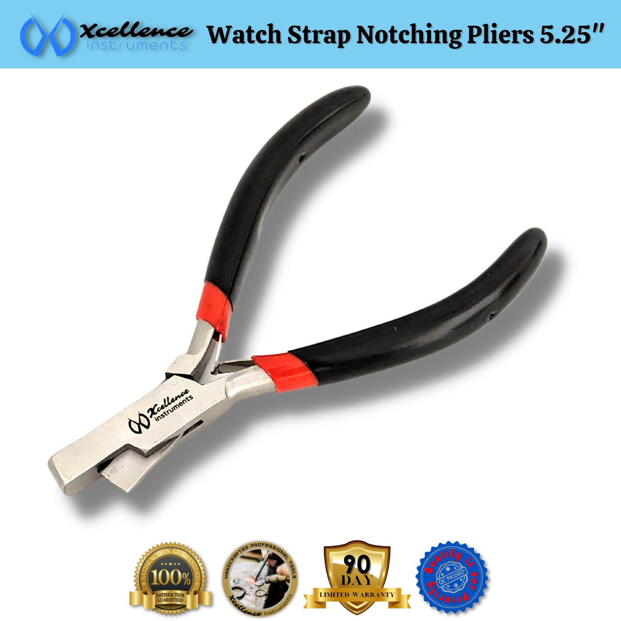 Xcellence Leather & Rubber Watch Strap Notching Pliers Repair Tools 5.25″ Black