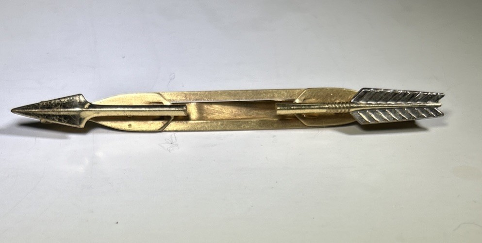 Vintage Anson Two Tone Arrow Tie Clip Double Clamp Shirt Fastener
