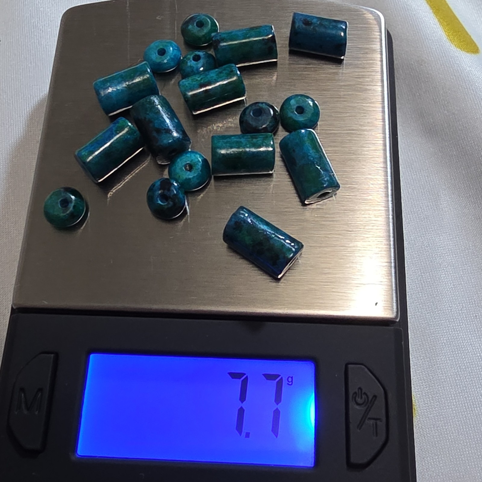 Smooth Stone Tube Rondelle Beads Lot Center-Drilled Blue Green 16 Diferentes