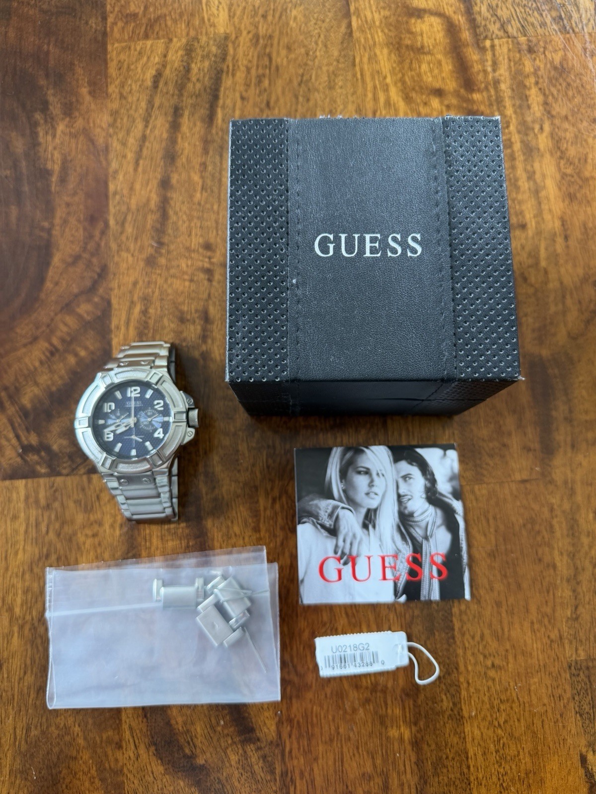 Guess WaterPro Men’s Watch Blue Round Dial Silver-Tone Stainless Steel U0218G2