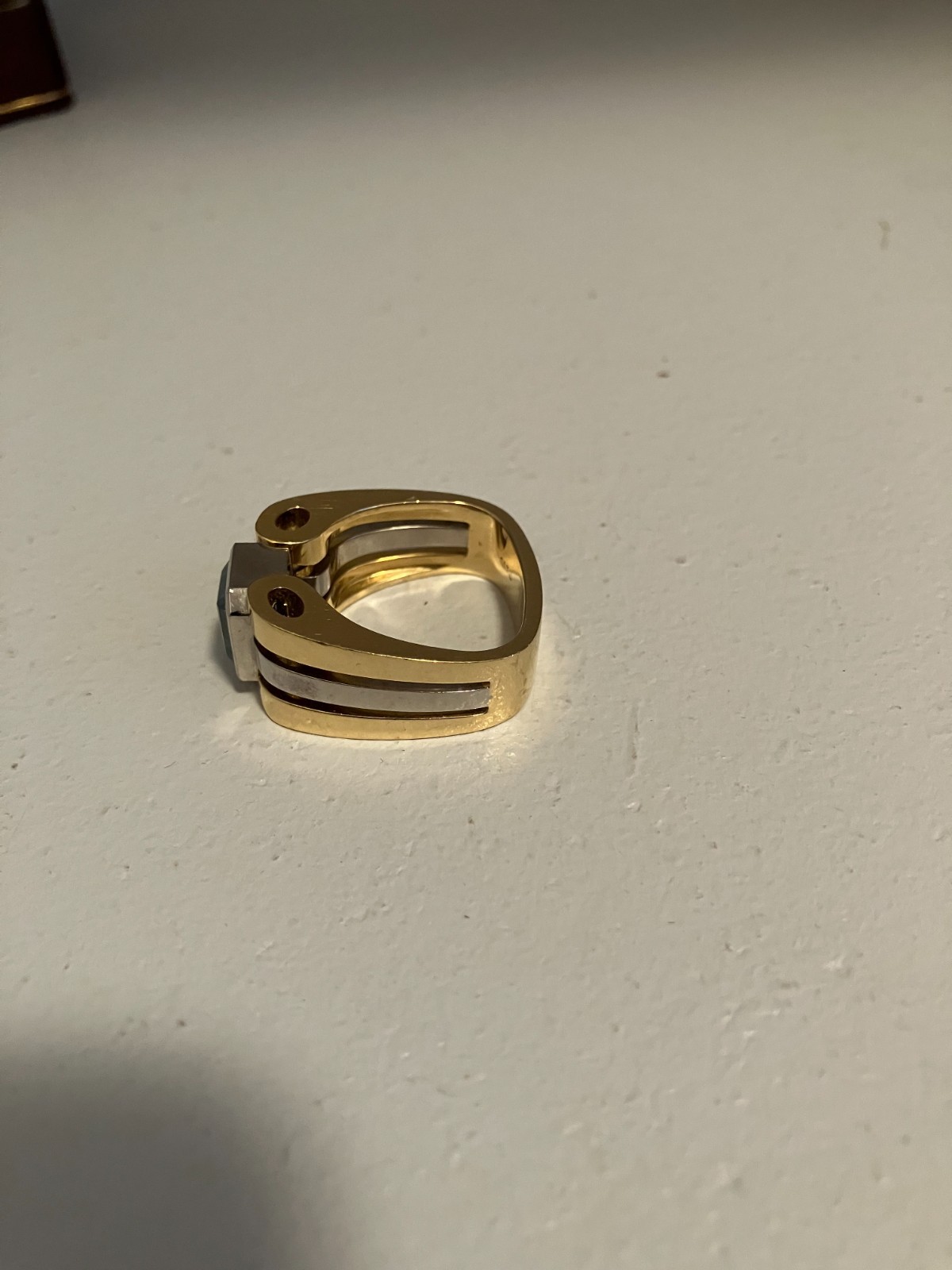 Heavy 18k Gold & Palladium Aquamarine Ring 22g Mens Womens