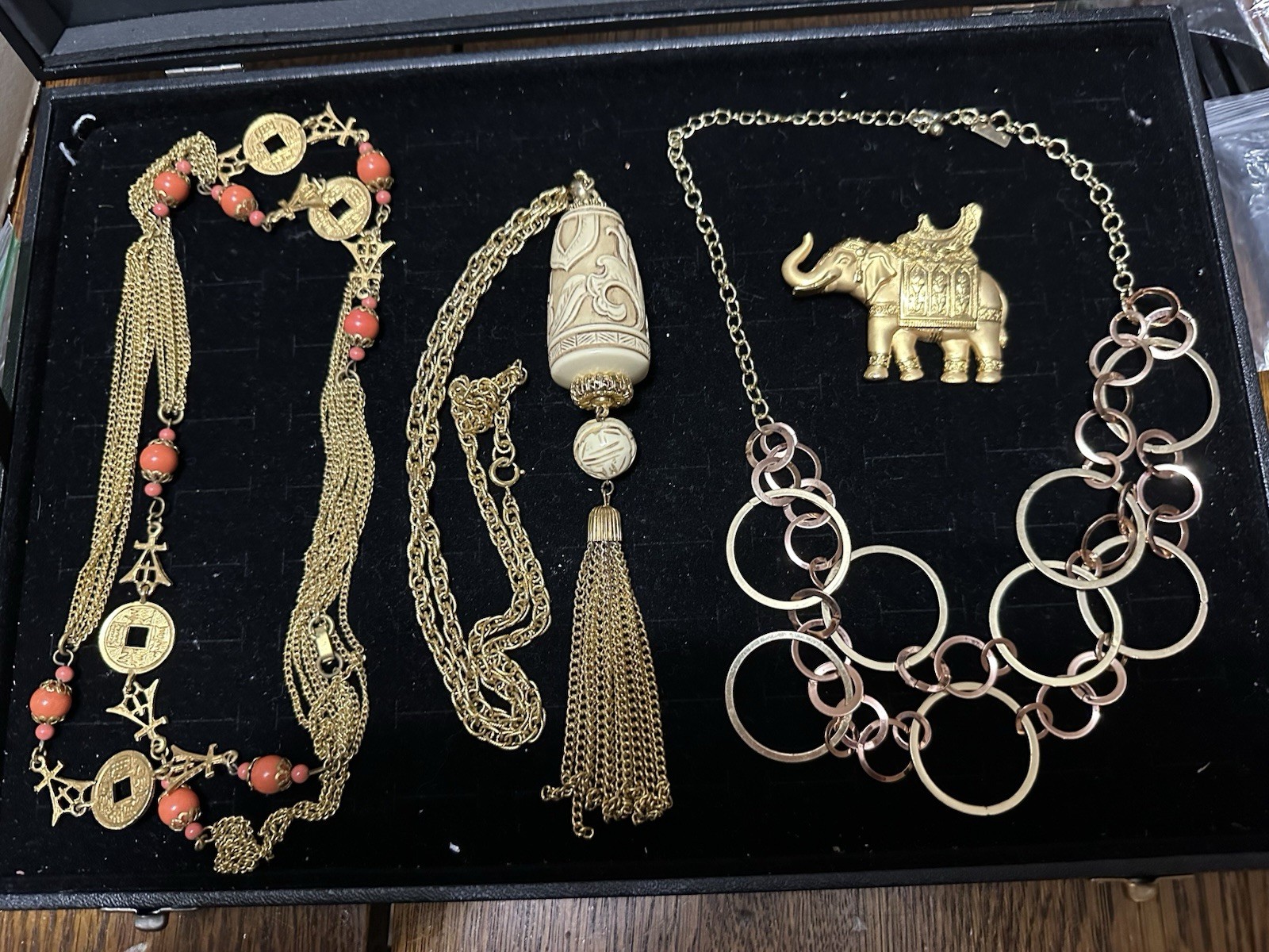 Vintage Asia Elephant Lot Of 4 Costume Jewelry 2 Signed
