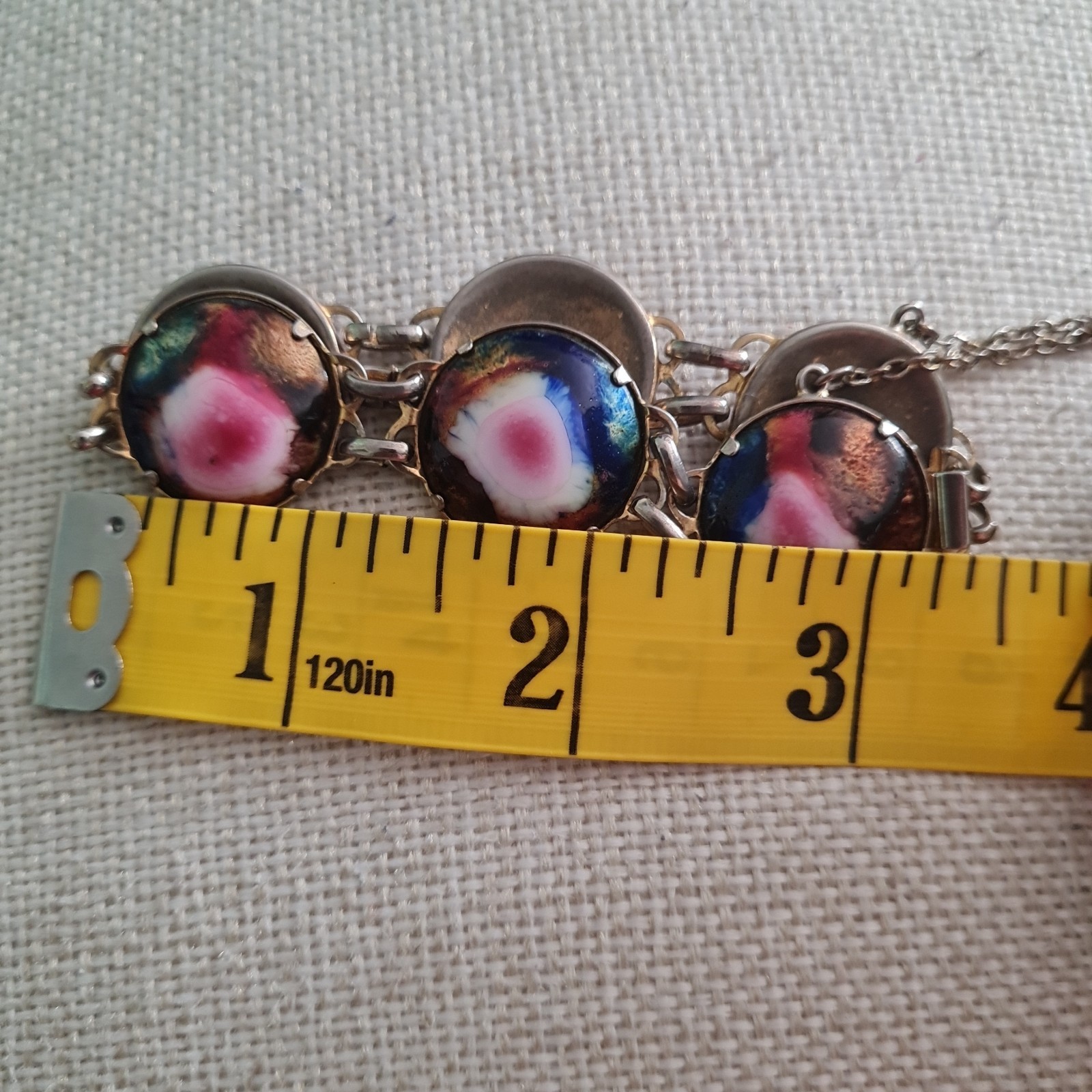Multicoloured Art resin Bracelet With Safety Chain 7″