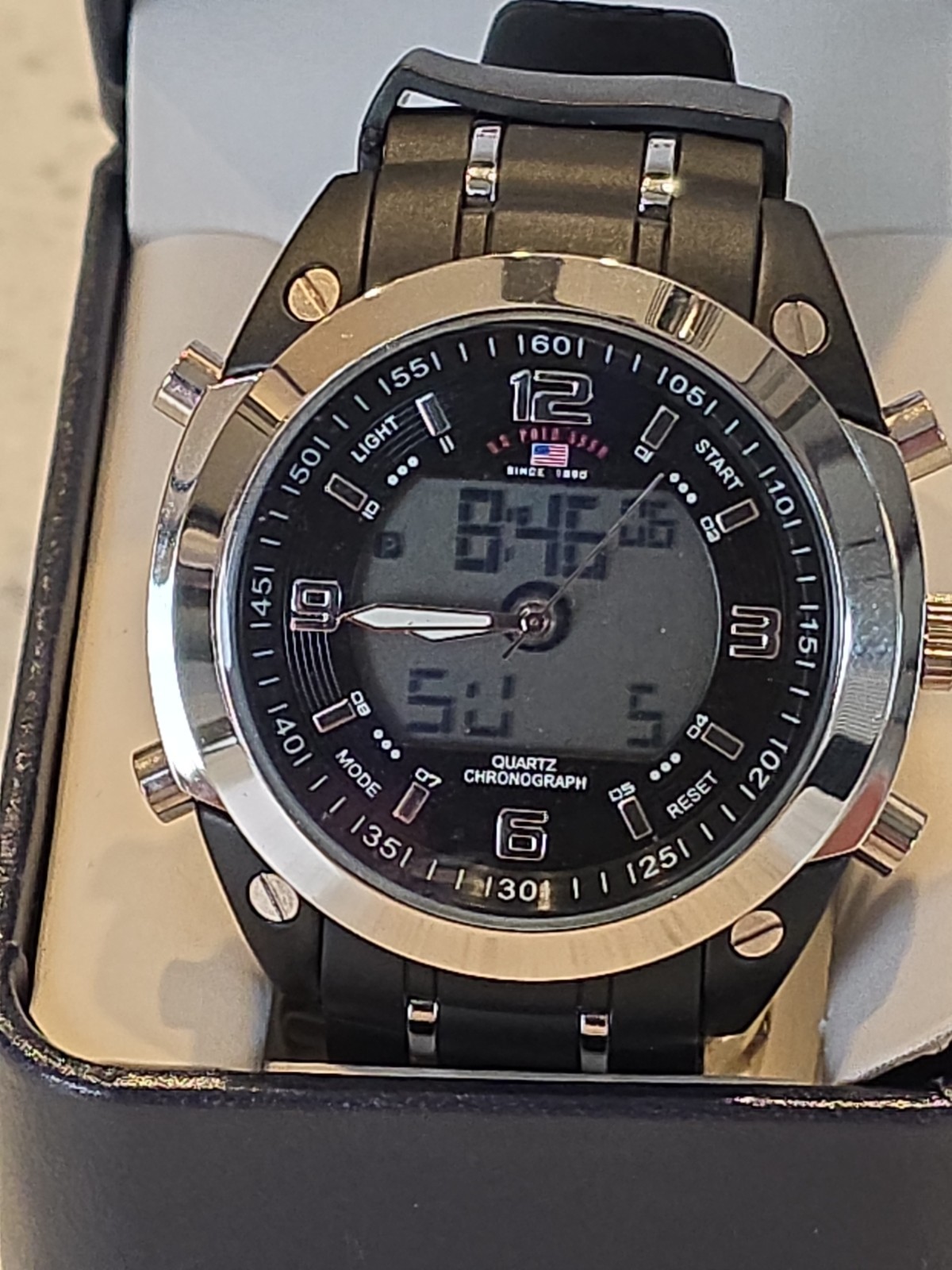 U.S. Polo Assn. Men’s Quartz Analog-Digital Chronograph 46mm Black US9372JC (4C)