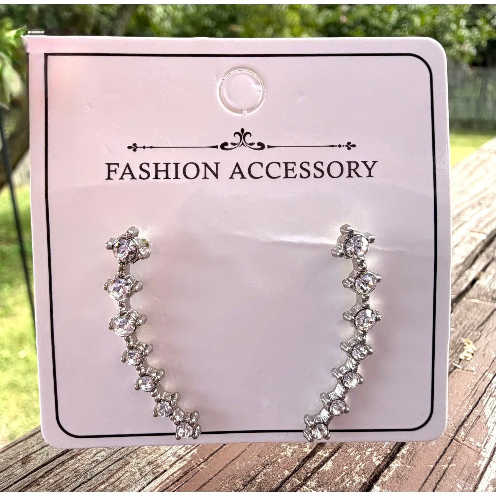 Stunning Silver Tone Rhinestone Ear Crawlers/Climbers