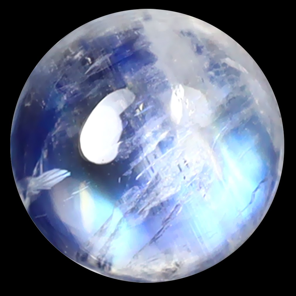 1.38 ct AAA Elegant Round Cabochon Shape (7 x 7 mm) Rainbow Blue Moonstone