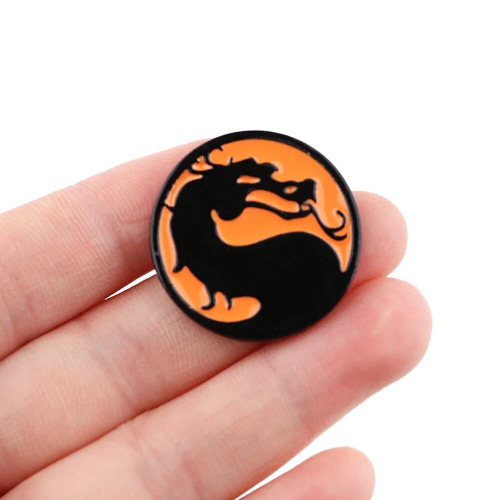 Mortal Kombat Game Movie Dragon Orange Black Logo Enamel Metal Pin