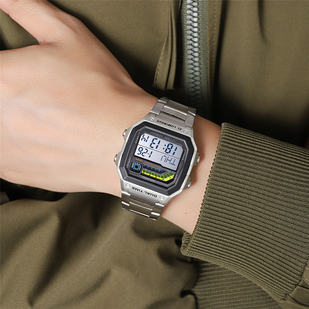 SKMEI Men Digital Watch Weekdate LED Wristwatch Male Steel Countdown Boy Watches