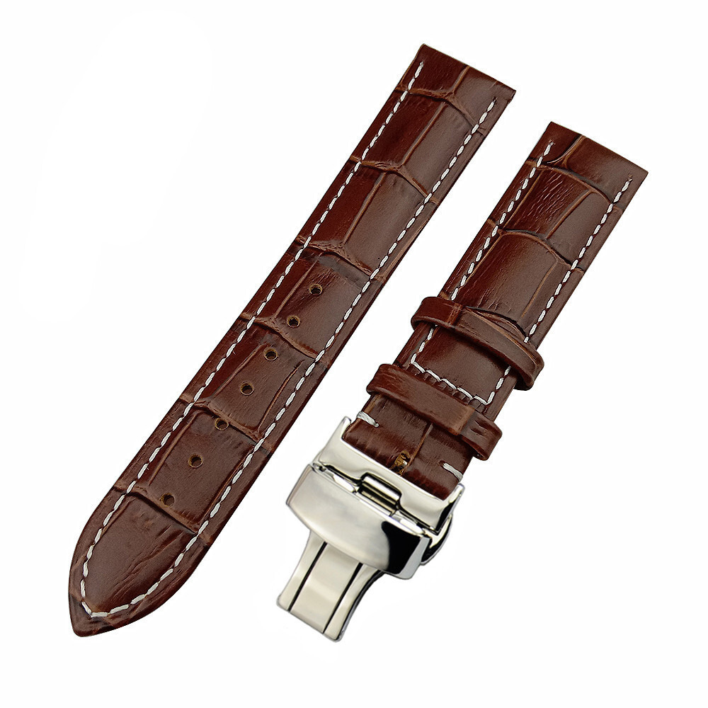 Men’s Genuine Leather Watch Strap Band Black Brown 14 16 17 18 19 20 21 22 24mm