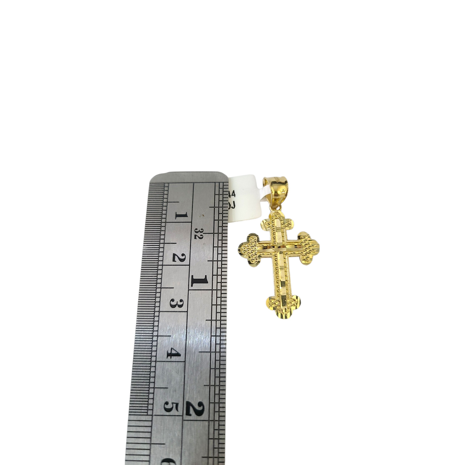 10K Gold Cuban Curb Link Chain Necklace Christ Cross Pendant Set 3mm 18″–24″