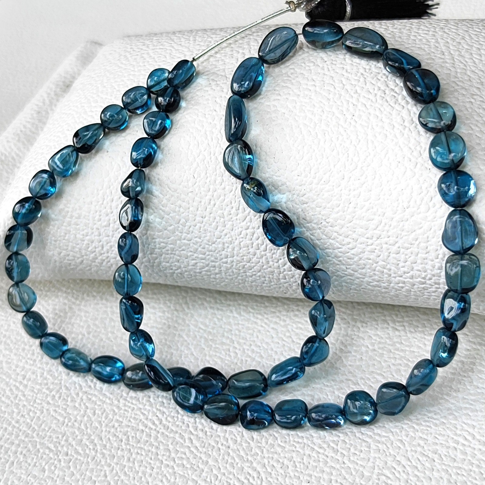 Genuine London Blue Topaz Smooth Nugget Beads 6-8mm 15″ Jewelry Making Strand