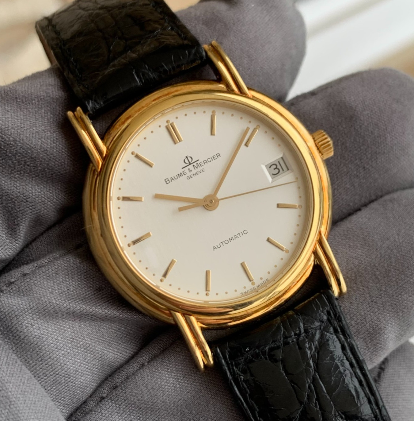 Baume & Mercier 18K Solid Gold Fancy Lugs Automatic Ref. 35600 – Wristwatch