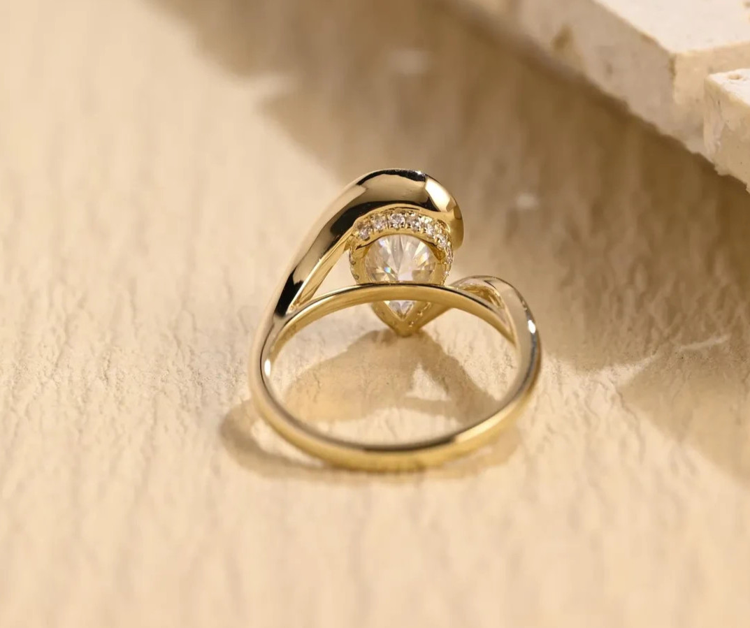 Lab Grown Diamond Engagement Ring Pear Cut Ring 9k solid gold ring gifts for her