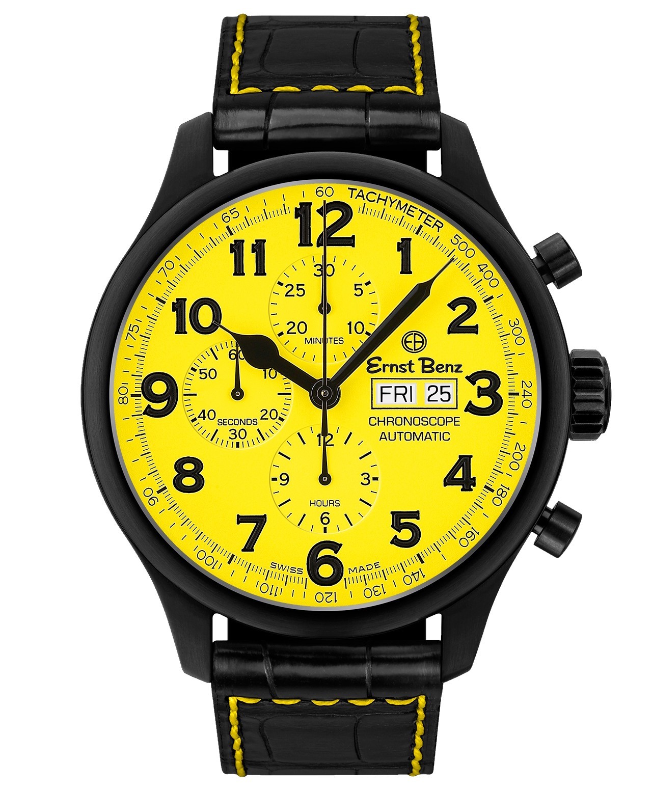 RARE Ernst Benz Chronoscope DLC yellow dial 47mm automatic chrono MINT RRP £5500