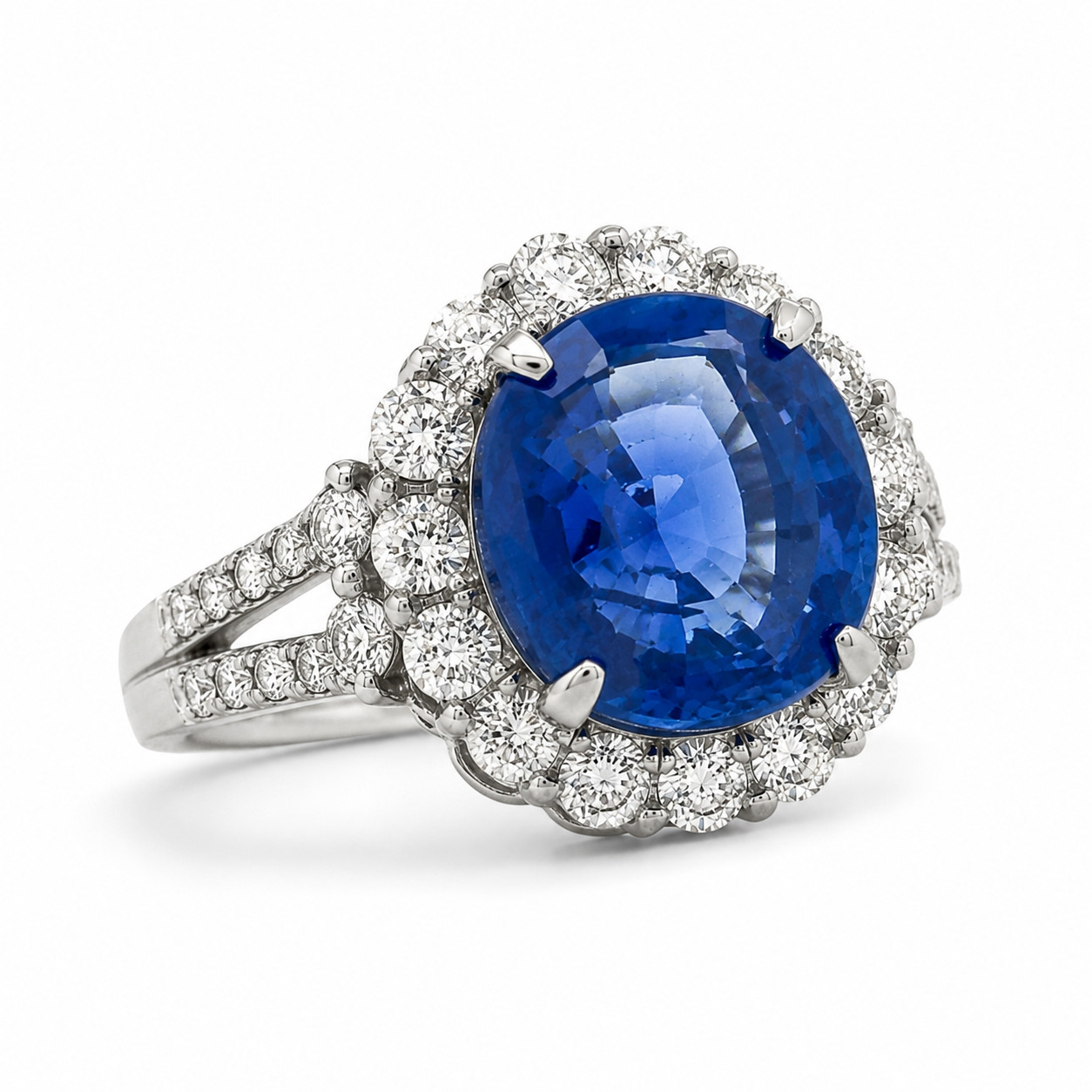 6.15ct No Heat Ceylon Sapphire Diamond Ring Platinum, GIA Certified Natural Blue