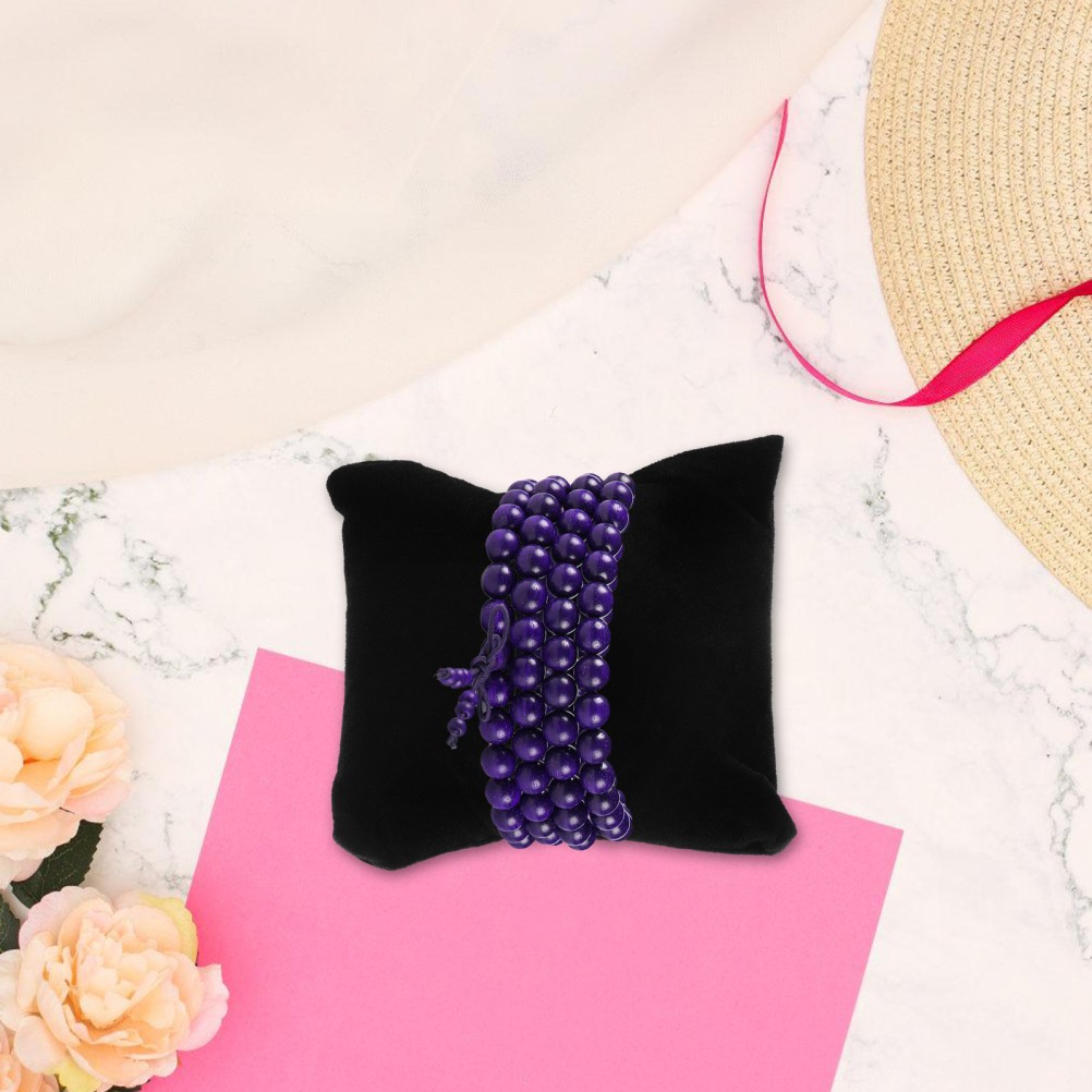 10Pcs Soft Velvet Watch Holder Pillows for Jewelry Display Black Cushions