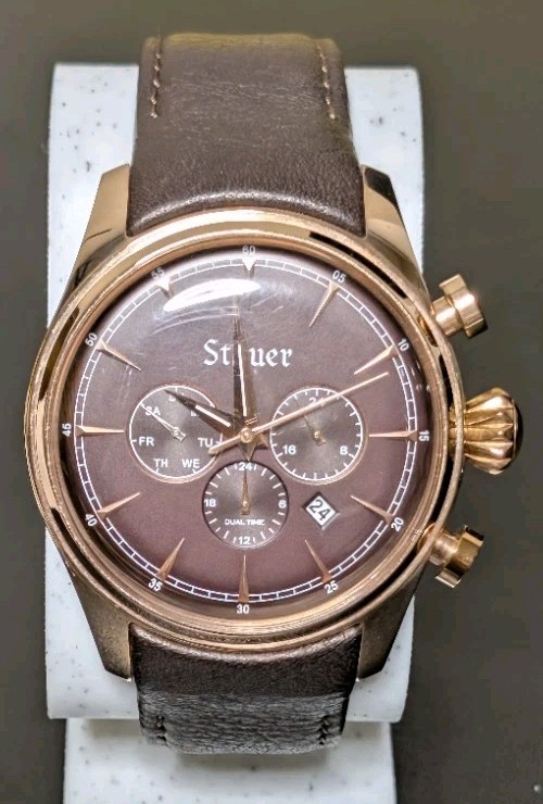 Stauer Zephyr Multi-Function Watch – 43mm Rose Gold Case – Chocolate Brown Dial