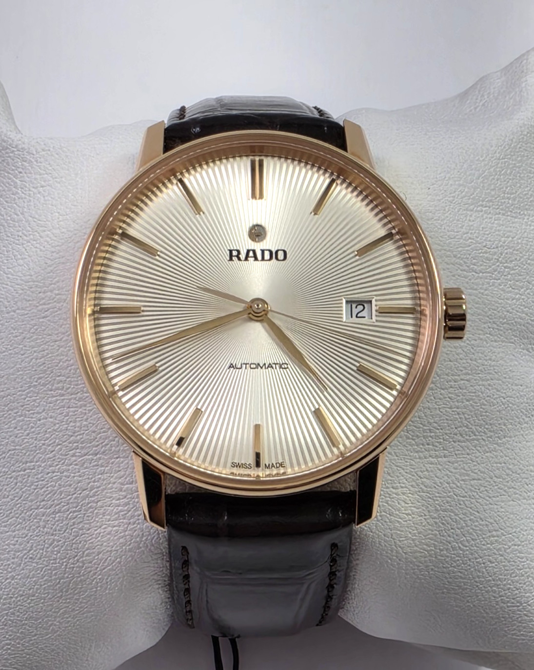 Rado Coupole SWISS Automatic Rose Gold Brown Leather Strap Men’s Watch R22861115
