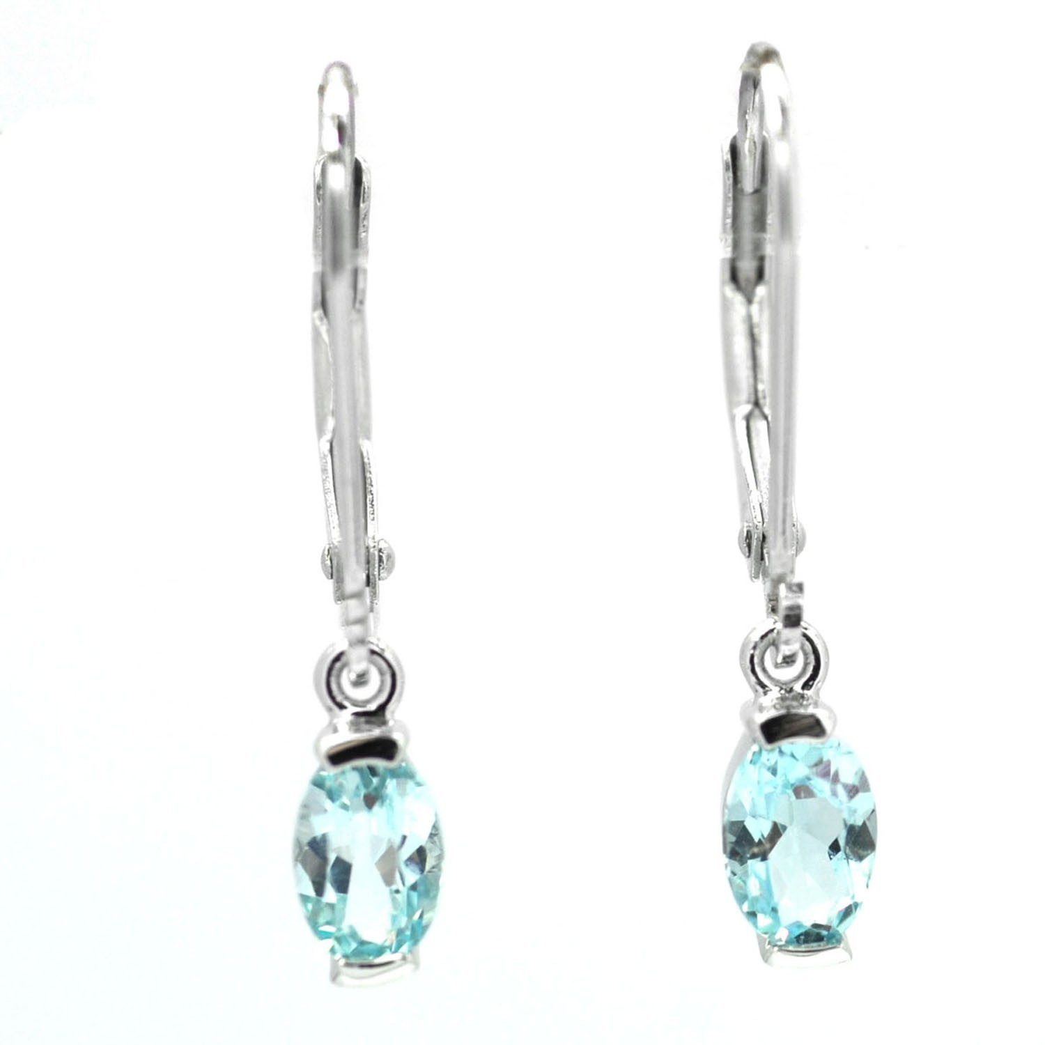 De Buman 1.1 ctw Birthdaystone Blue Topaz 925 Silver Leverback Dangle Earrings