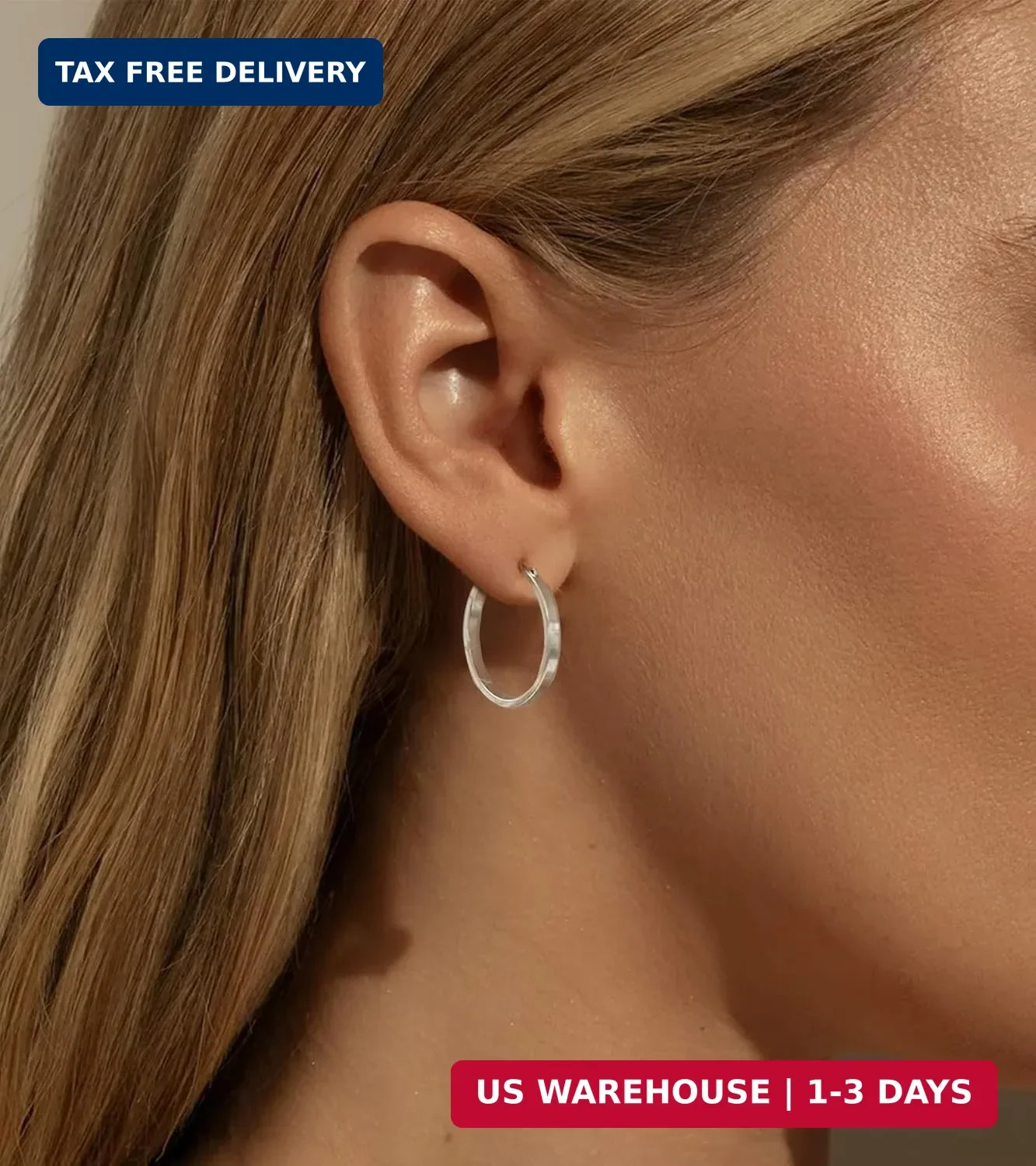S925 Sterling Silver Post Hoop Earrings for Women Large Lightweight Silver Hoop