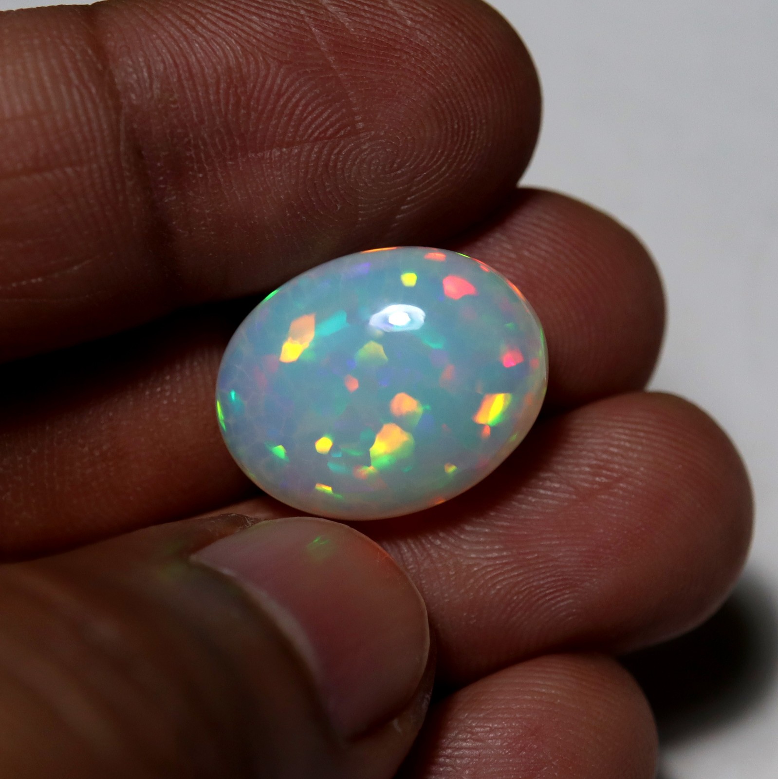 14.9 Cts 19.7×15.2 MM Natural AAAA Multi Fire Ethiopian Opal Oval Shape Cabochon