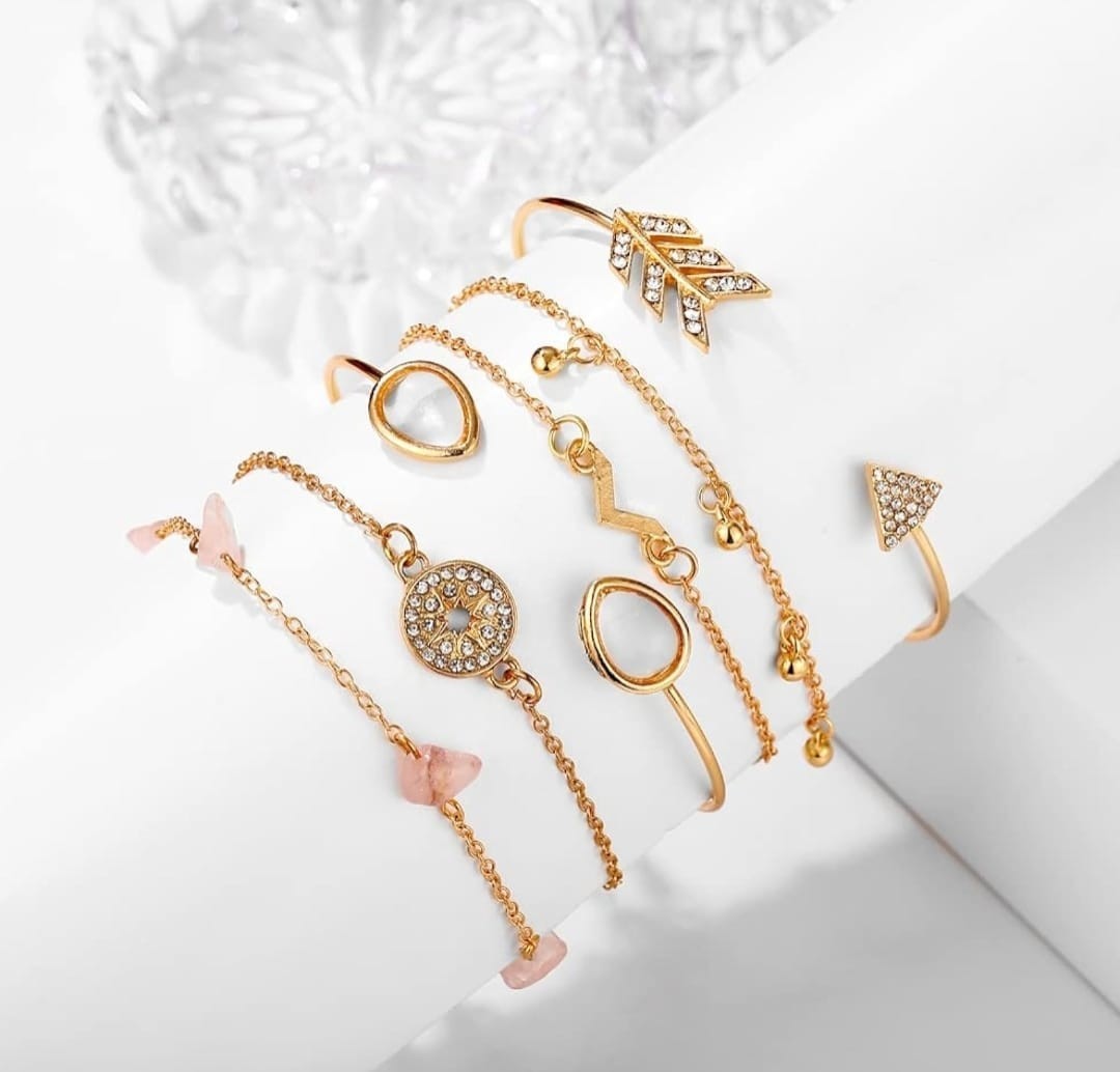 Indian bollywood gold plated multi layered charm bracelet for women and girls